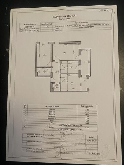 Apartament cu 3 camere decomandat în Central