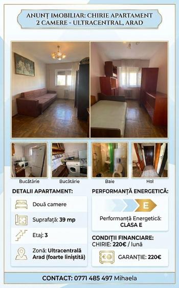 Apartament cu 2 camere semidecomandat în Ultracentral