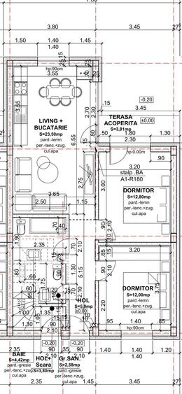Apartament cu 3 camere semidecomandat în Giurgiului
