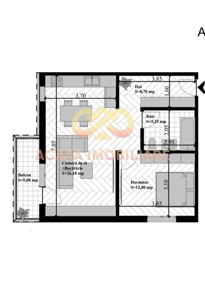 Apartament cu 2 camere în Bucium