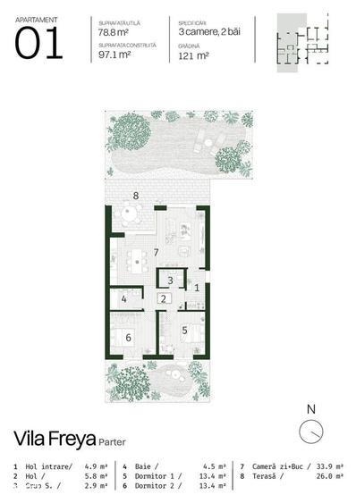 Apartament cu 2 camere în Paleu