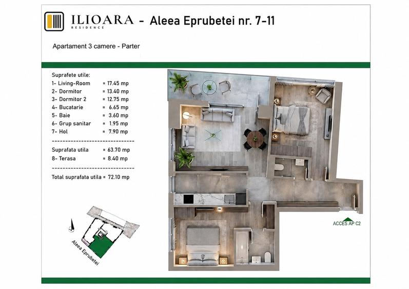 Apartament cu 3 camere decomandat în Nicolae Grigorescu