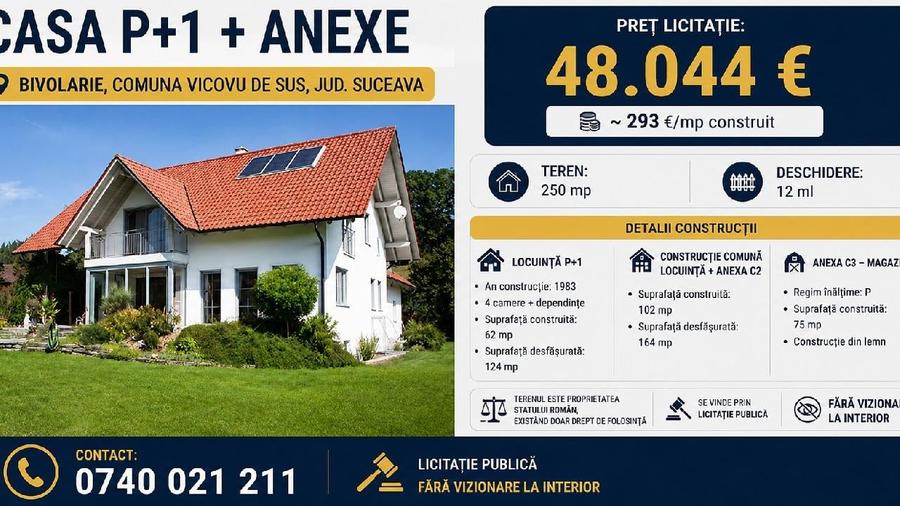 Casă individuală cu 4 camere în Vicovu de Sus