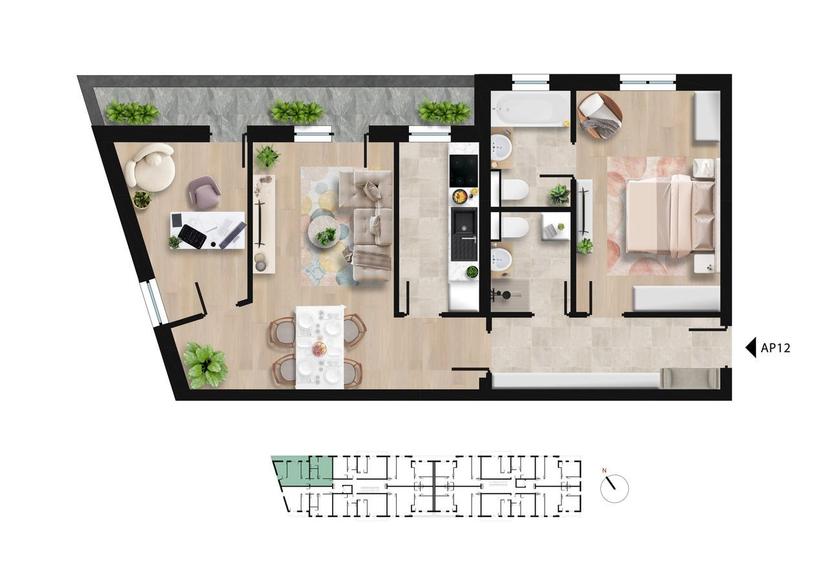 Apartament cu 3 camere în Lacul Morii