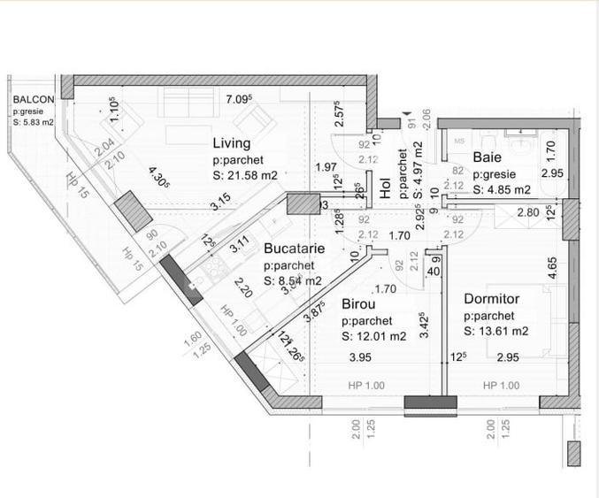 Apartament cu 3 camere decomandat în Tractorul