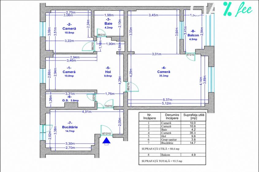 Apartament cu 4 camere în Virtuții