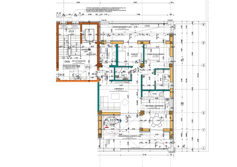 Penthouse cu 3 camere decomandat în Florești
