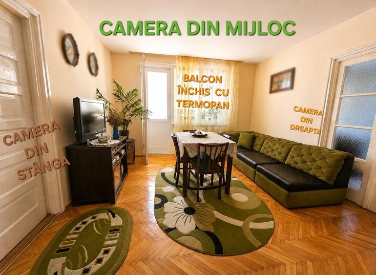 Apartament cu 3 camere semidecomandat în Central