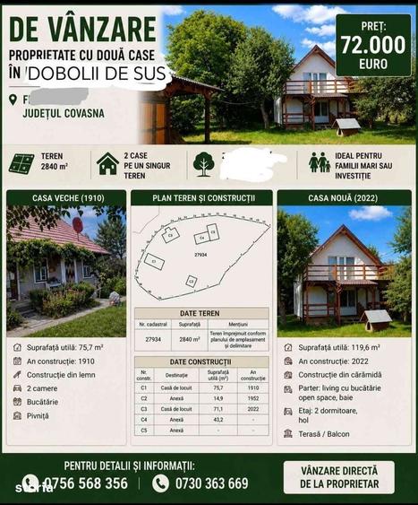 Casă cu 3 camere în Dobolii de Sus
