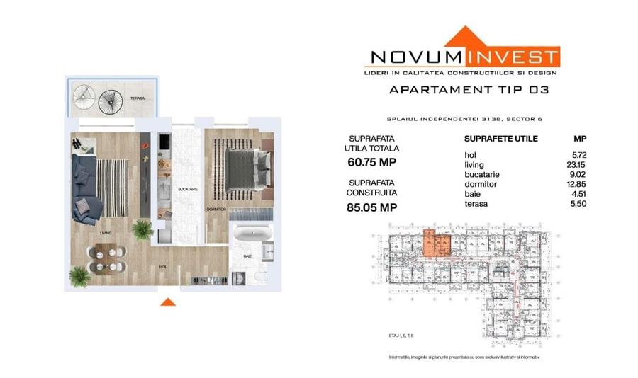 Apartament cu 2 camere decomandat în Splaiul Independenței
