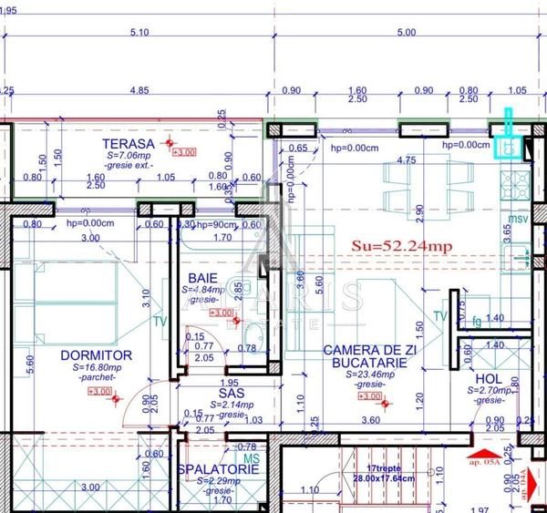 Apartament cu 2 camere semidecomandat în Giroc