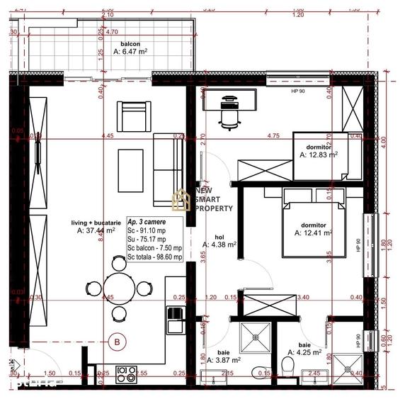 Apartament cu 3 camere în Oncea