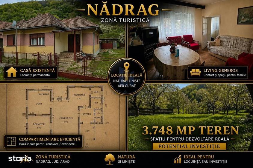 Casă cu 3 camere cu Teren 3748 Mp în Nădrag