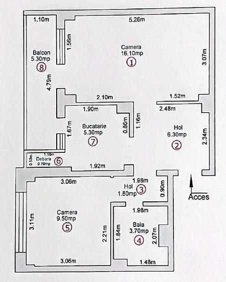 Apartament cu 2 camere decomandat în Central