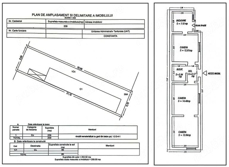 Casă cu 3 camere cu Teren 209 Mp în Coiciu
