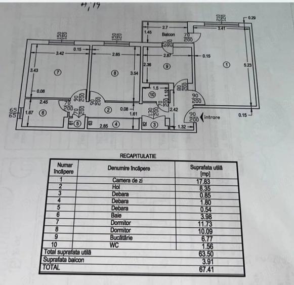Apartament cu 3 camere decomandat în Tudor Vladimirescu