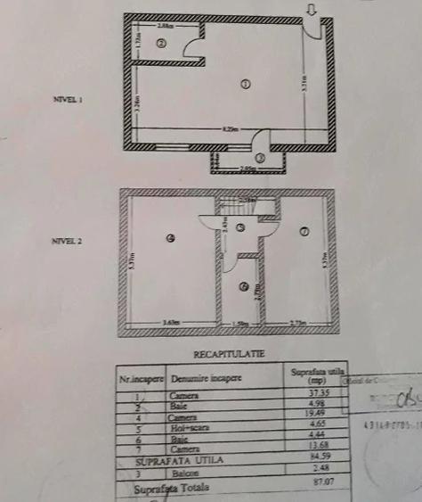 3 camere tip duplex - 2 bai - 87mp - Centrala proprie - 4