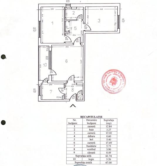 Apartament cu 3 camere semidecomandat în Obor