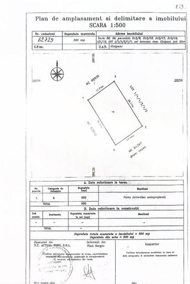 Teren Construcții intravilan de 534 mp, în Ciolpani