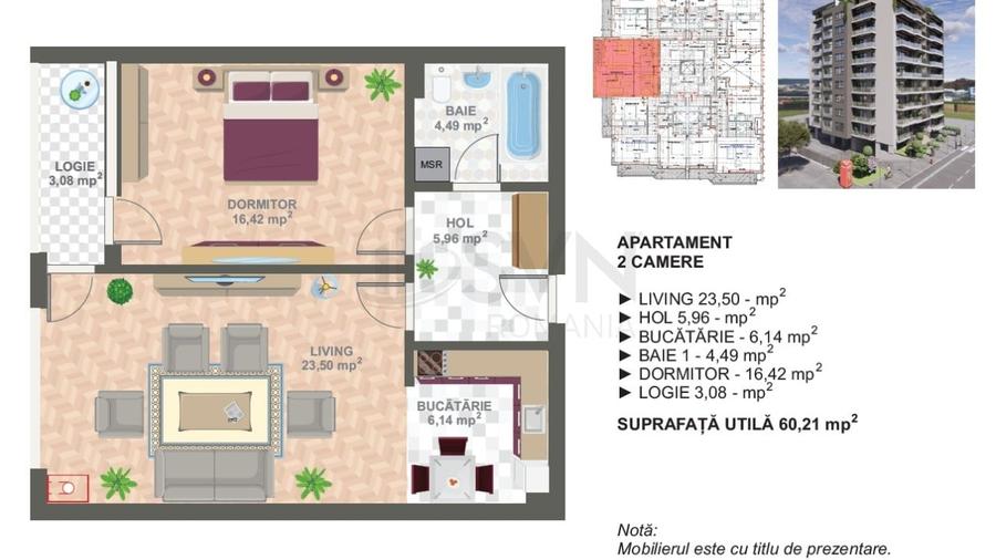 Apartament cu 2 camere decomandat în Cotroceni