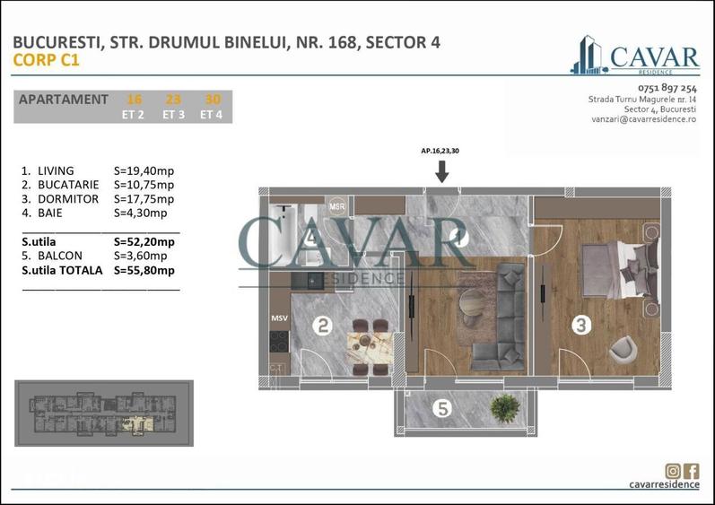 Apartament cu 2 camere în Măgurele