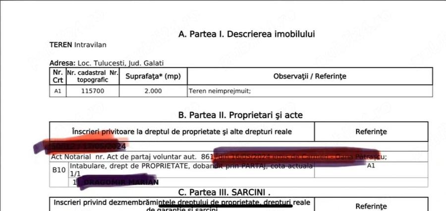 Teren de 2000 mp, în Tulucești