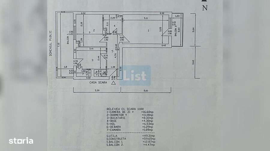 Apartament cu 2 camere decomandat în Est