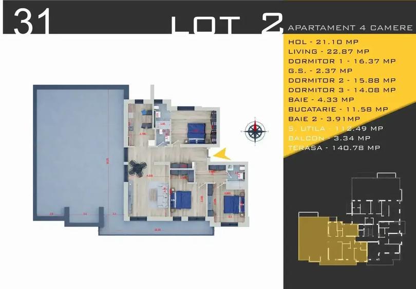 Apartament cu 4 camere decomandat în Titan