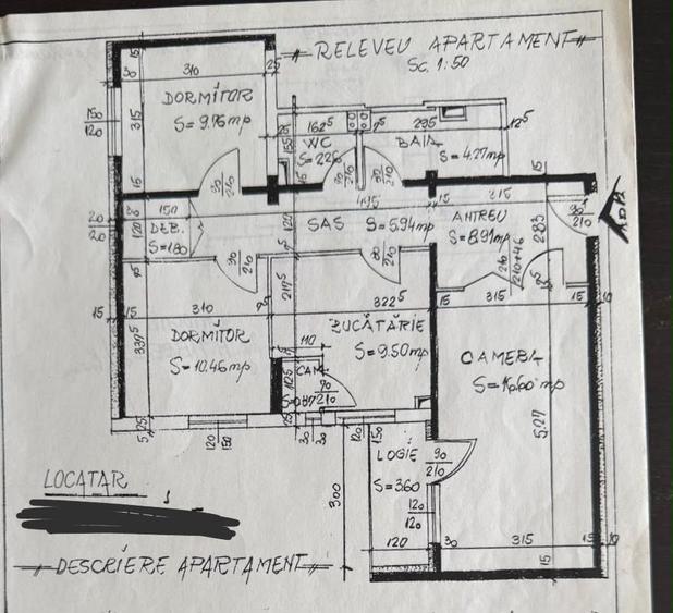 Apartament cu 3 camere decomandat în Dacia