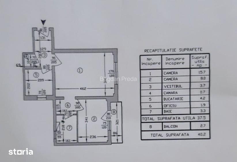 Apartament cu 3 camere în Nord