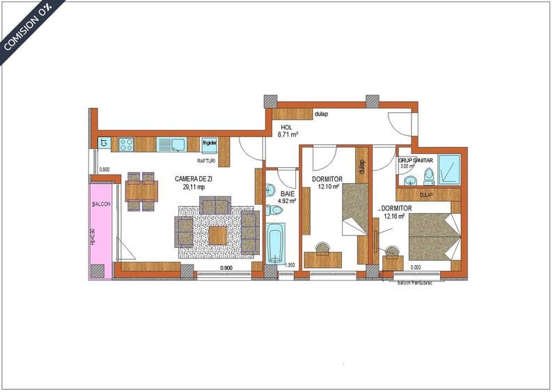 Apartament cu 3 camere decomandat în Tomis Plus