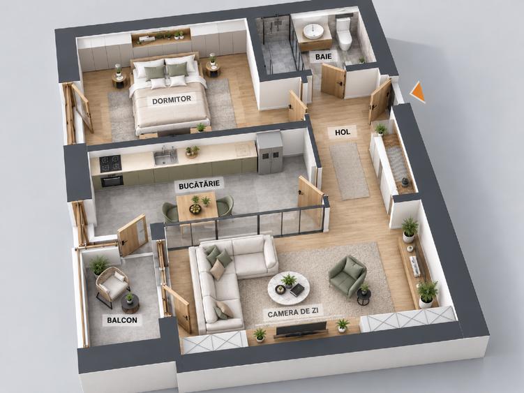 Apartament cu 2 camere decomandat în Bucureștii Noi