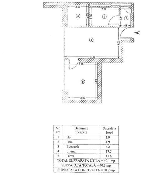 Apartament cu 2 camere, mobilat în Tei
