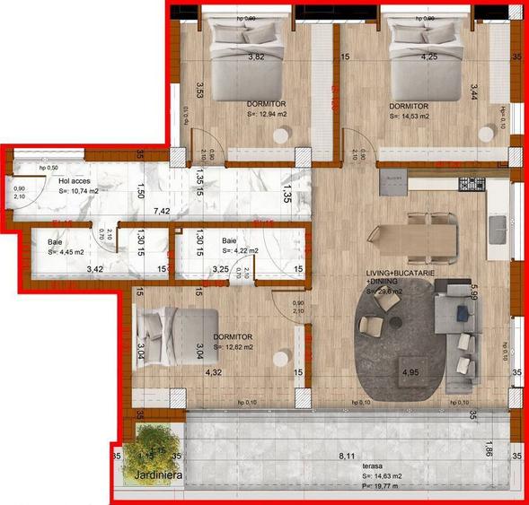 Apartament cu 4 camere semidecomandat în Grivița