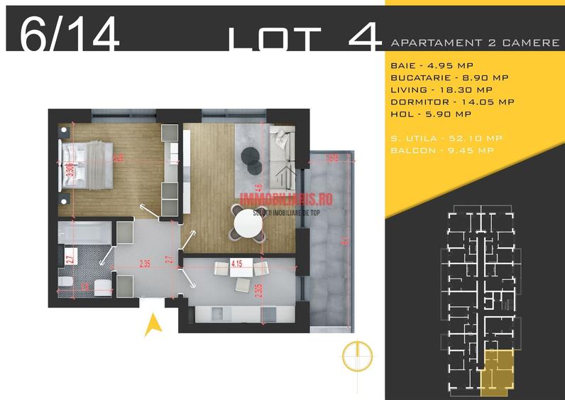 Apartament cu 2 camere în Theodor Pallady