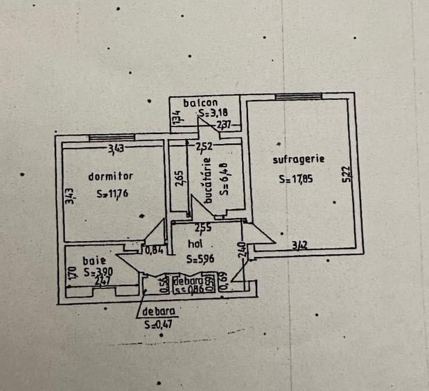Apartament cu 2 camere decomandat, mobilat în Dacia