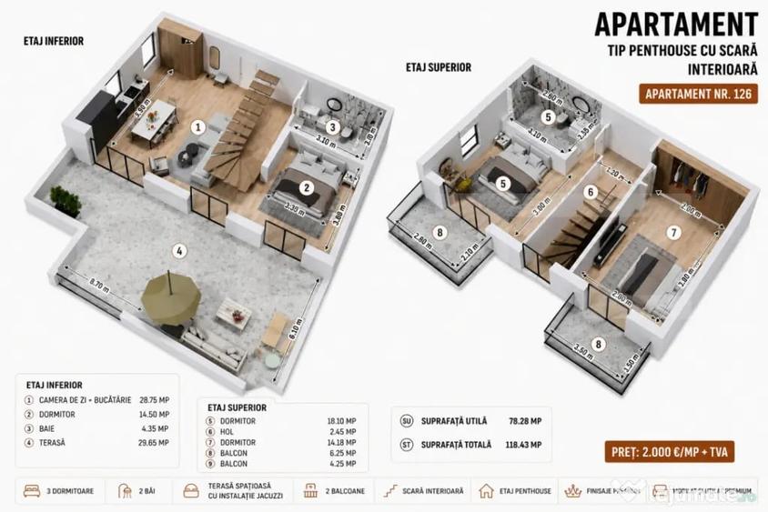 Apartament cu 4 camere decomandat în Central