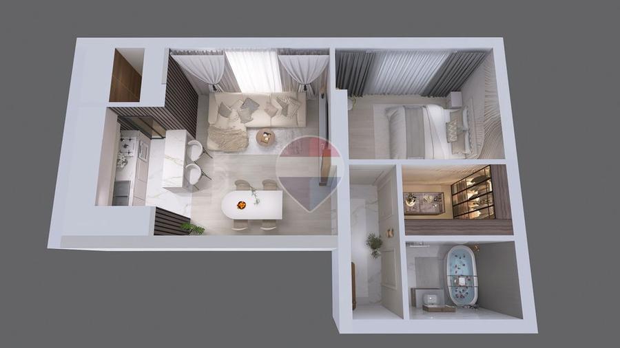 Apartament cu 2 camere semidecomandat în Central