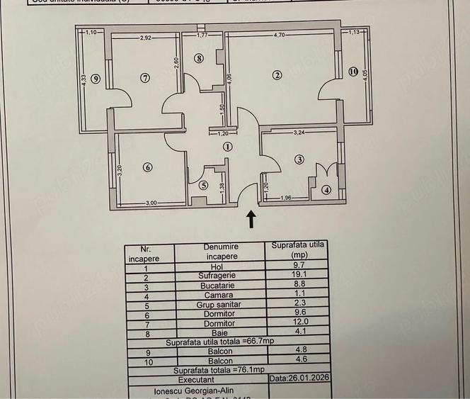 Apartament cu 3 camere decomandat în Ultracentral