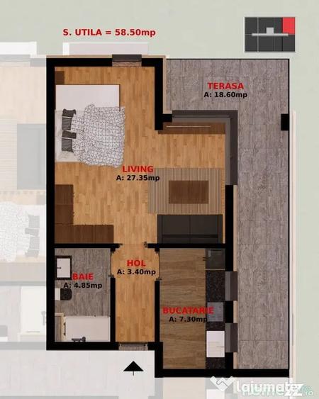 Apartament cu 2 camere decomandat în Dobroești