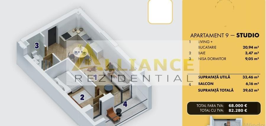 Apartament cu 2 camere decomandat în Central