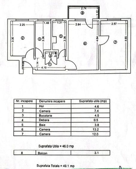 3 Camere, semidecomandat, Constanța, Km 4-5, etaj 3, liber, direct proprietar - 13