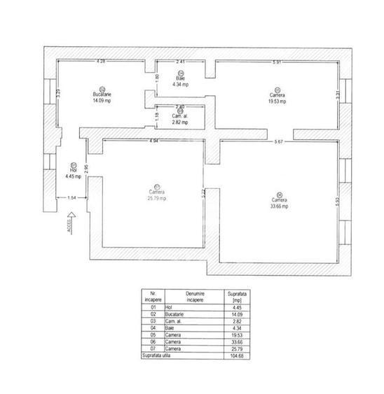 Apartament cu 3 camere semidecomandat în P-ța Maria