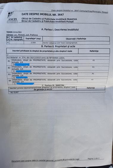 Teren de 2500 mp, în Est