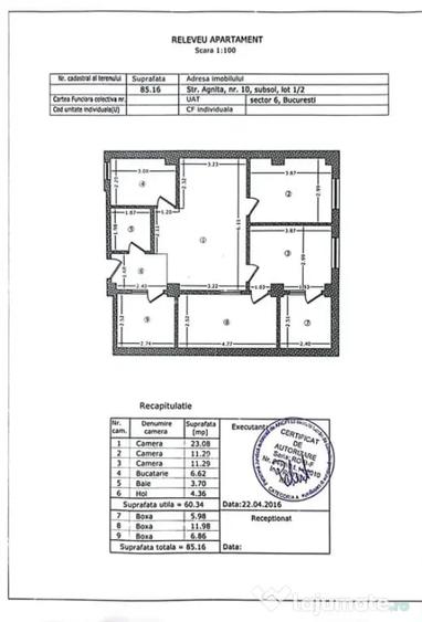 Apartament cu 3 camere decomandat în Central