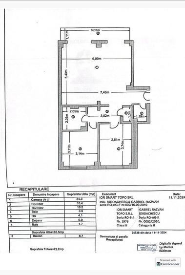 Apartament cu 3 camere decomandat în Găvana