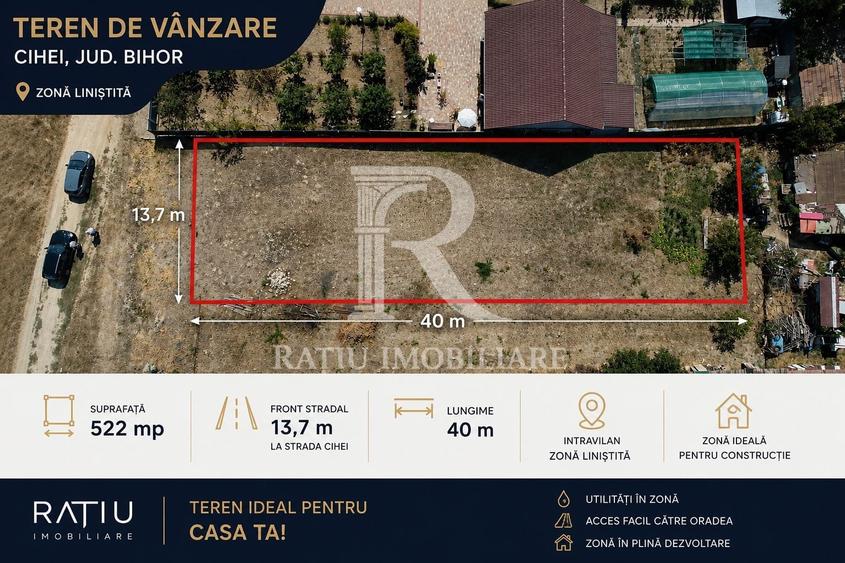 Teren Construcții intravilan de 522 mp, în Cihei