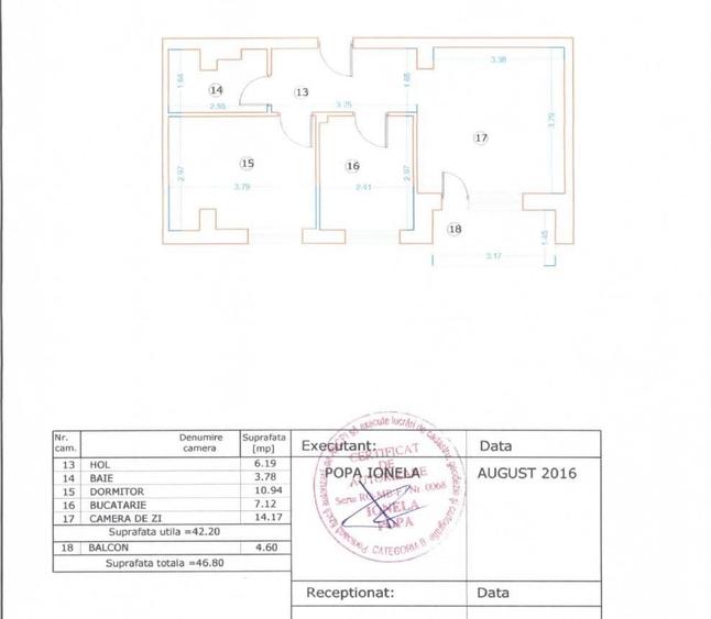 Apartament cu 2 camere decomandat în Titan