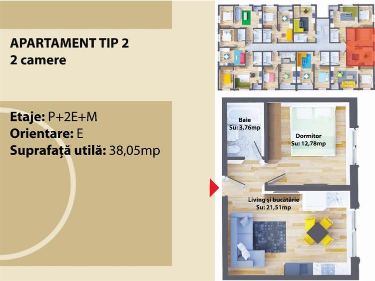 Apartament cu 2 camere decomandat, mobilat în Ipotești