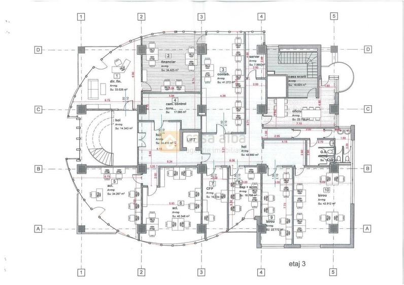 Semicentral - spatiu de birouri complet amenajat, etajele 3 & 4 - 2
